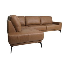 Sofá de Couro Rubi 2 Lugares com Chaise Esquerda Soft Mel - Mempra Design - 2