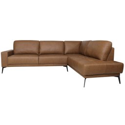 Sofá de Couro Rubi 2 Lugares com Chaise Esquerda Soft Mel - Mempra Design - 1