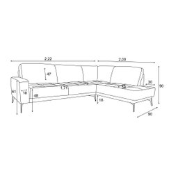 Sofá de Couro Rubi 2 Lugares com Chaise Esquerda Soft Mel - Mempra Design - 6