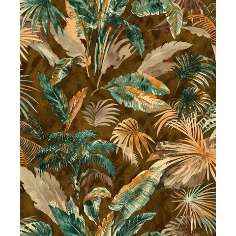 Papel de Parede Seven Folhagem Dourado e Verde