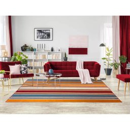 Tapete Sala Sem Pelo Listrado Colorido 250x300 cm Listras - 3 Tapete Sala Sem Pelo Listrado Colorido 250x300 cm Listras - 3