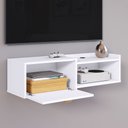 Ver imagem 3 de Rack Suspenso Pequeno Tv Smart 32" Bancada 1 Porta Puxador Concha Nicho Decoração Sala Quarto Retrô