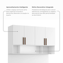 Ver imagem 6 de Módulo Cabeceira Aéreo Casal 100% MDF 150cm em MDF com 4 Portas Altezza