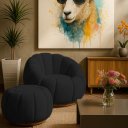 Ver imagem 2 de Puff Decorativo Orgânico Fixo Nuvem Veludo Preto - Loja Sheep
