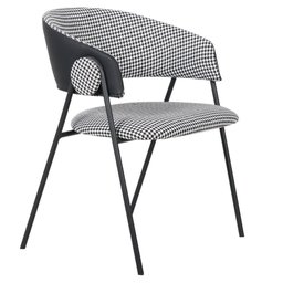 Kit 2 Cadeiras C/ Braços Toulouse Júlia Mara Fratini Assento Pied de Poule Encosto Pu Preto Base a - 2