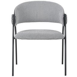 Kit 2 Cadeiras C/ Braços Toulouse Júlia Mara Fratini Assento Pied de Poule Encosto Pu Preto Base a - 3