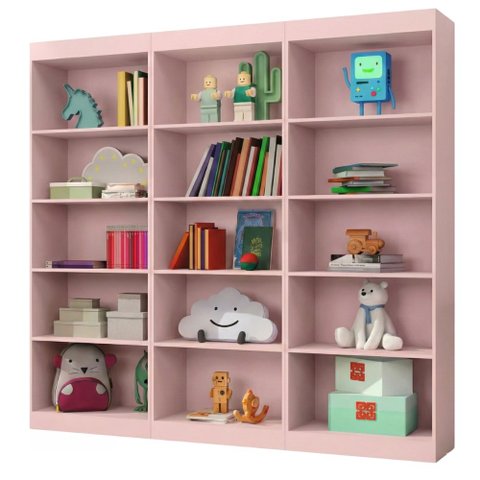 Kit 3 Estantes Livreiro Office Multiuso 12 Prateleiras Rose J&a