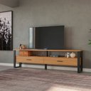 Ver imagem 2 de Rack Para Sala De Estar 02 Gavetas 01 Prateleira Olivy D03 220 Cm Freijó Preto Fosco - Lyam Decor