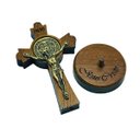 Ver imagem 2 de Crucifixo Cruz Bizantina Medalha São Bento de Mesa 7 Cm