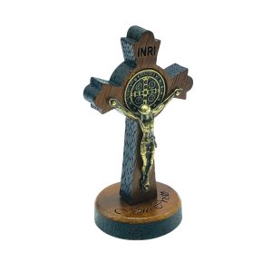 Crucifixo Cruz Bizantina Medalha São Bento de Mesa 7 Cm