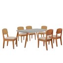 Ver imagem 2 de Mesa de Jantar Copper 180cm Tampo Mdf Vidro 6 Cadeiras Veludo Creme /off /naturale /serig Off