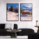 Ver imagem 7 de Quadro Decorativo Textura Cx Alta 2 Un 40x60 Casa Na Neve Titulo Moldura Preta