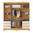 Ver imagem 4 de Guarda-roupa Casal Roma 4 Portas 6 Gavetas Cinamomo/off White - Demobile