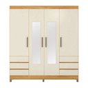 Ver imagem 3 de Guarda-roupa Casal Roma 4 Portas 6 Gavetas Cinamomo/off White - Demobile