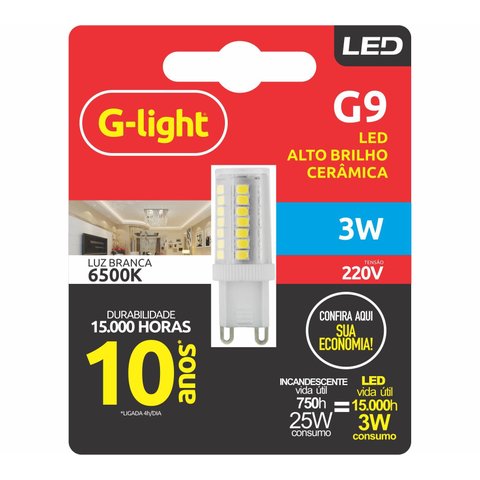 Lâmpada Led G9 Cerâmica 3w 6500k 220v Branco-frio G-light