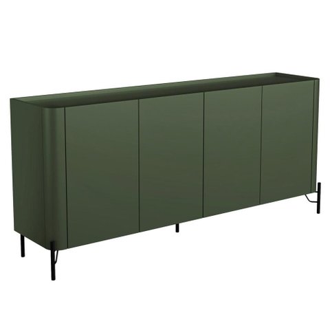 Aparador Buffet para Sala de Jantar 4 Portas Pés Industrial Preto Naim I03 Musgo - Lyam Decor