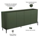 Ver imagem 2 de Aparador Buffet para Sala de Jantar 4 Portas Pés Industrial Preto Naim I03 Musgo - Lyam Decor