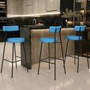 Ver imagem 2 de Banqueta Alta Bar Cozinha Sala de Jantar Estrutura em Aço Milão L02 Linho Azul - Lyam Decor