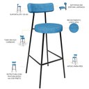 Ver imagem 4 de Banqueta Alta Bar Cozinha Sala de Jantar Estrutura em Aço Milão L02 Linho Azul - Lyam Decor