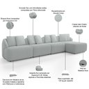 Ver imagem 3 de Sofá 5 Lugares com Chaise Direito Sala Living 388cm Arlo F04 Bouclê Cinza Tc-10049 - Lyam Decor