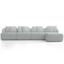 Ver imagem 2 de Sofá 5 Lugares com Chaise Direito Sala Living 388cm Arlo F04 Bouclê Cinza Tc-10049 - Lyam Decor