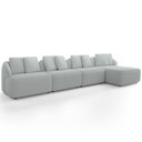 Ver imagem 5 de Sofá 5 Lugares com Chaise Direito Sala Living 388cm Arlo F04 Bouclê Cinza Tc-10049 - Lyam Decor