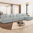 Ver imagem 1 de Sofá 5 Lugares com Chaise Direito Sala Living 388cm Arlo F04 Bouclê Cinza Tc-10049 - Lyam Decor