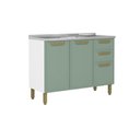 Ver imagem 1 de Gabinete de Cozinha Modulado C/ Pia Bella C/ 3 Portas e 2 Gavetas 120cm Verde - Bertolini