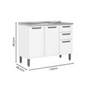 Ver imagem 3 de Gabinete de Cozinha Modulado C/ Pia Bella C/ 3 Portas e 2 Gavetas 120cm Verde - Bertolini