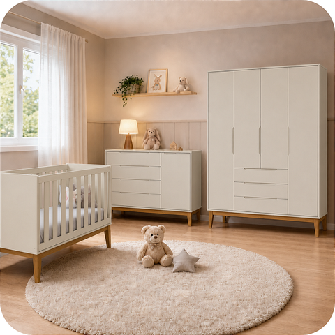 Quarto de Bebê Completo Classic Elfe Areia Amadeirado