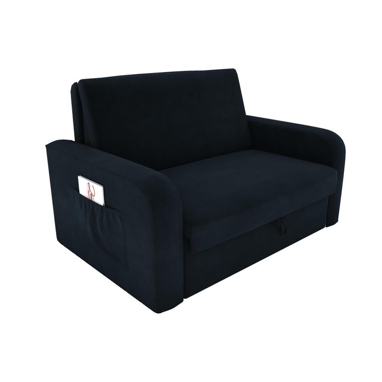 Sofá Cama Daiane 2 Lugares com Baú Suede Petróleo Matrix Sofá Cama Daiane 2 Lugares com Baú Suede Petróleo Matrix