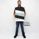 Ver imagem 2 de Quadro Decorativo em Canvas Geométrico Azul e Preto TaColado Moldura Flutuante 4,5cm Freijó 60 x 40c