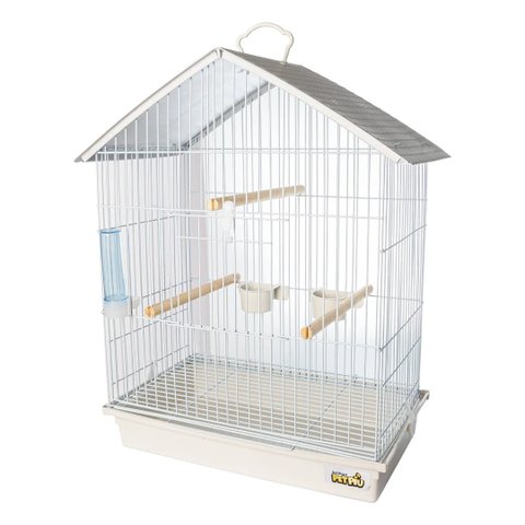 Gaiola Calopsita Teto Plástico Branca Pet Piu Jel Plast