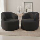 Ver imagem 3 de Kit 02 Poltronas Giratória Orgânica para Sala de Estar Living Helena L02 Suede Preto - Lyam Decor