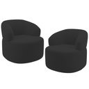 Ver imagem 1 de Kit 02 Poltronas Giratória Orgânica para Sala de Estar Living Helena L02 Suede Preto - Lyam Decor