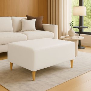 Puff Bela Manu Decor Madri Pés Palito Couríssimo Branco