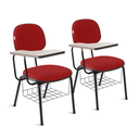 Ver imagem 1 de Cadeira Ágata Secretária Universitária Pé Palito Tecido Kit 2 Un: Vermelho