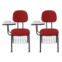 Ver imagem 2 de Cadeira Ágata Secretária Universitária Pé Palito Tecido Kit 2 Un: Vermelho