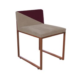 Kit 07 Cadeira Office Lee Duo Sala de Jantar Industrial Ferro Bronze Suede Bege e Bordô - Amey Decor - 3