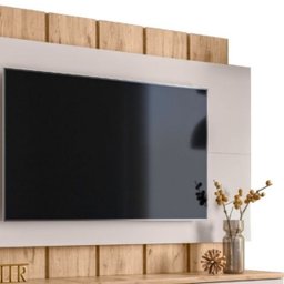 Painel Home Suspenso Tv 70" Firenze Ripado Portas Basculantes:carvalho Teca/off White Ártico - 5