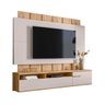 Painel Home Suspenso Tv 70" Firenze Ripado Portas Basculantes:carvalho Teca/off White Ártico - 2