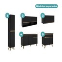 Ver imagem 4 de Cozinha Compacta Atlanta Aria 10 Portas 2 Gavetas MDP 195.5cm Preto Móveis Carraro