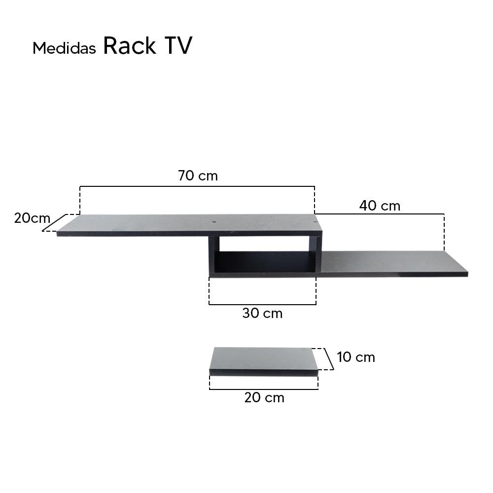 Rack TV Nicho Suspenso para Quarto Sala Preto 110cm - 3