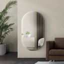 Ver imagem 1 de Espelho Oval Grande 120 X 60 Moderno Lapidado com Suporte