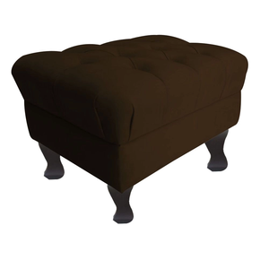 Puff Recamier Retrô Luis Xv Suede Marrom - 50 cm