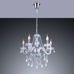 Lustre Pendente Candelabro Para Sala France Nice 5 Lâmpadas E14 Bivolt:Transparente/110V/220V - 2