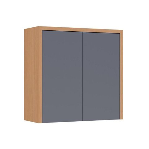 Armário Aéreo Condessa Cozinha 80cm 2 Portas MDF Titânio Nesher