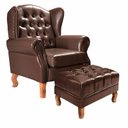Ver imagem 1 de Poltrona Imperador Chesterfield com Puff Decoração Sala Quarto Recepção - Couríssimo Café