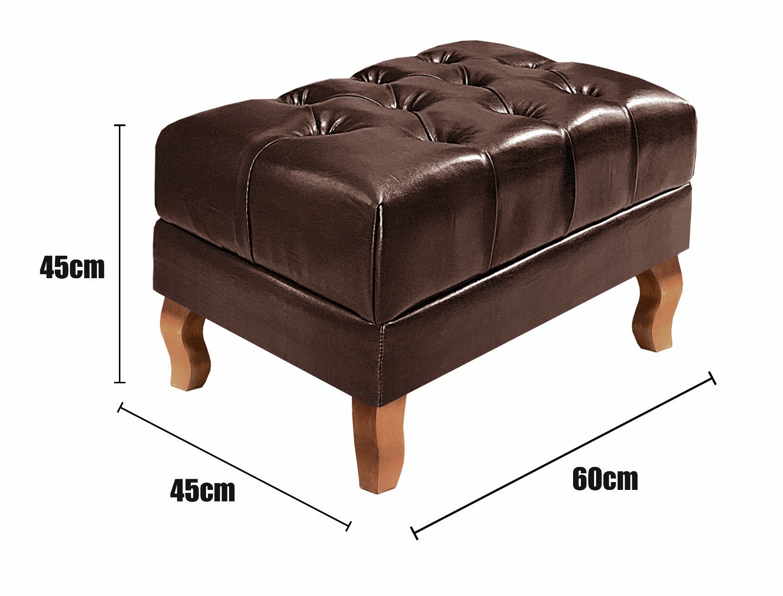 Poltrona Imperador Chesterfield com Puff Decoração Sala Quarto Recepção - Couríssimo Café - 3