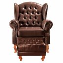 Ver imagem 4 de Poltrona Imperador Chesterfield com Puff Decoração Sala Quarto Recepção - Couríssimo Café